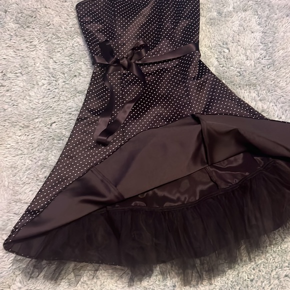 Jessica McClintock Sax Strapless Black White Polka Dot Dress, Size 3/4 - Picture 3 of 6